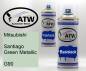 Preview: Mitsubishi, Santiago Green Metallic, G90: 400ml Sprühdose + 400ml Klarlack - Set, von ATW Autoteile West.